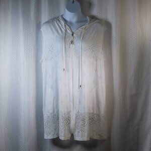 DOTTI Womens Gypsy Gem burnout Hoodie Cover Up sz 3X White Swimwear